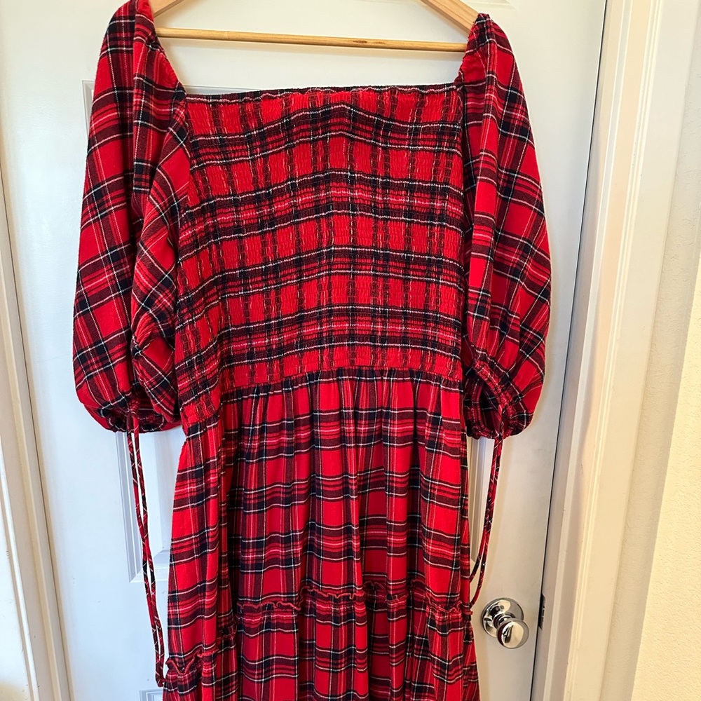 Flannel dress perfect for Christmas